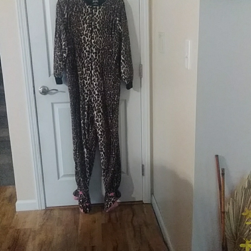 Animal print footed pajamas